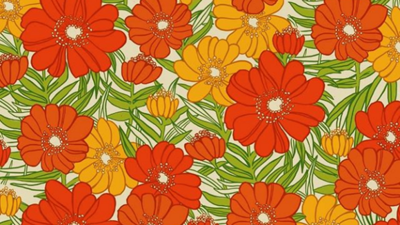 orange and red flower motif
