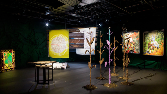 wide gallery shot of Flesh of the Forest exhibition