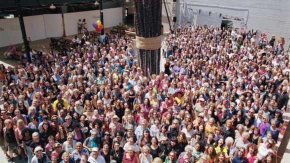 overhead color photograph of the 2016 Now Be Here participants