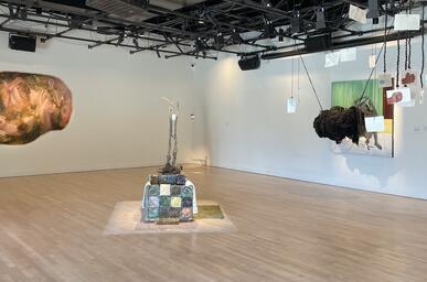wide shot of Oxy Arts gallery with the exhibition Stretching Between on view