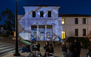 projected images on building