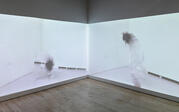 Sondra Perry's projected dual-channel video "Double Quadruple Negative Etcetera Etcétera I & II"