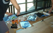 Process photo of creating a cyanotype