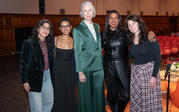Robin Coste Lewis and Alexandra Grant posing for a photo with student introducers and Meldia (Oxy Arts).