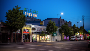 Highland Park Theater at night